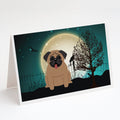 Halloween Scary Pug Brown Greeting Cards Pack of 8 Blank Cards with Envelopes Whimsical A7 Size 5x7