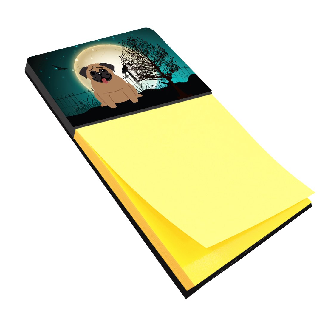 Halloween Scary Pug Brown Watercolor Sticky Note Holder Refillable Dispenser Desk Accessory 3x3 Pad Gift