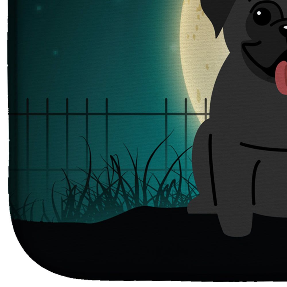 Halloween Scary Pug Black Dish Drying Mat Absorbent Dish Drying Mat Pad for Kitchen Counter Dish Drainer Mat for Countertop, 14 x 21", Multicolor