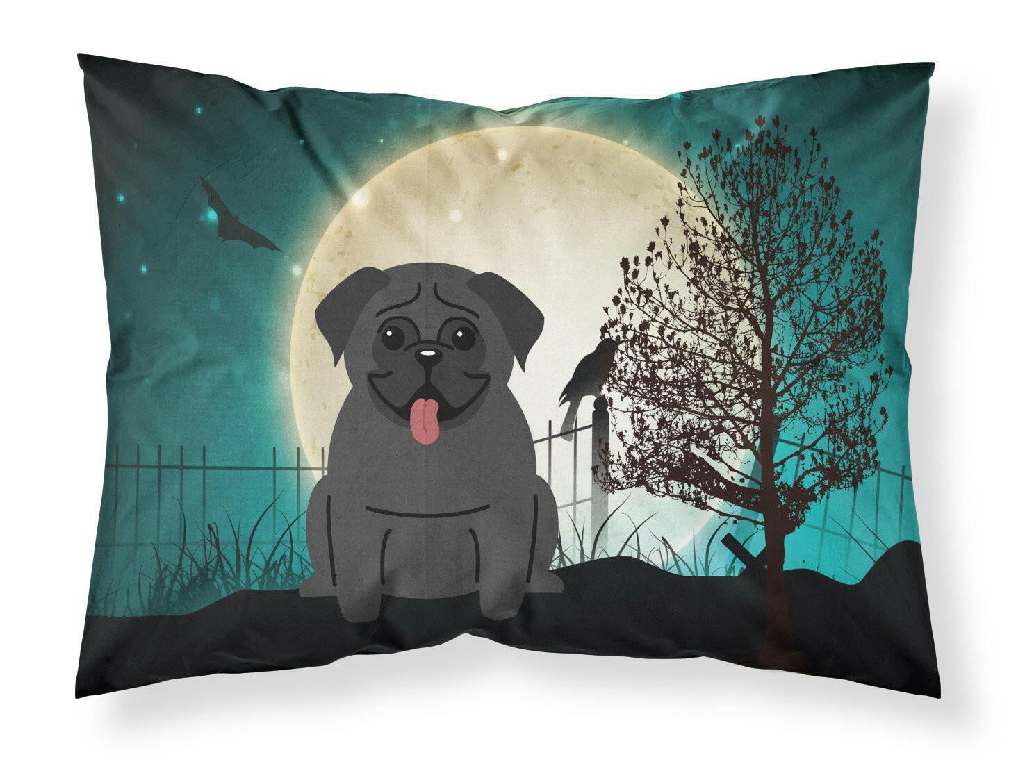Halloween Scary Pug Black Standard Pillowcase Lightweight Super Soft Easy Care Decorative Artwork Pillowcase, Standard