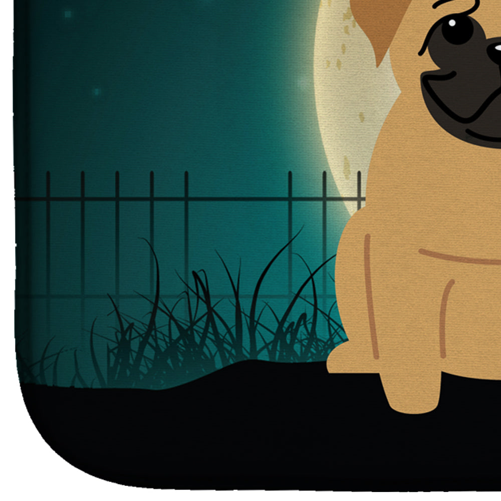 Halloween Scary Pug Brown Dish Drying Mat Absorbent Dish Drying Mat Pad for Kitchen Counter Dish Drainer Mat for Countertop, 14 x 21", Multicolor