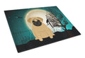 Halloween Scary Pug Brown Cutting Board Tempered Glass Kitchen Cutting Surface, Heat Resistant Chopping, Non-Slip Feet, Food Prep & Serving