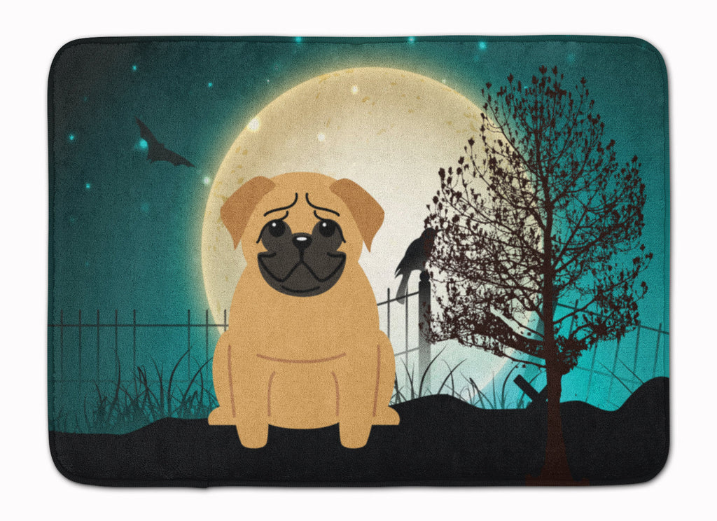 Halloween Scary Pug Brown Memory Foam Kitchen Mat Machine Washable Anti-Fatigue Cushion Comfort Bath or Kitchen Rug