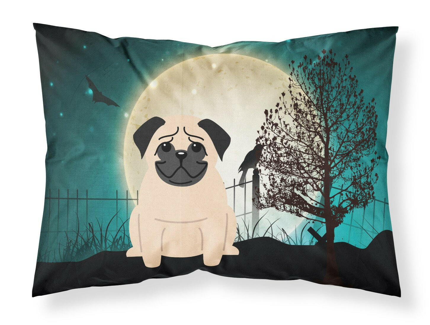Halloween Scary Pug Fawn Standard Pillowcase Lightweight Super Soft Easy Care Decorative Artwork Pillowcase, Standard