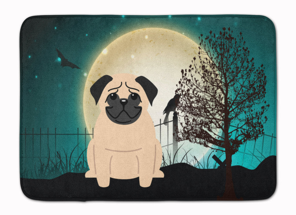Halloween Scary Pug Fawn Memory Foam Kitchen Mat Machine Washable Anti-Fatigue Cushion Comfort Bath or Kitchen Rug
