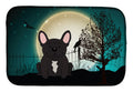 Halloween Scary French Bulldog Brindle Dish Drying Mat Absorbent Dish Drying Mat Pad for Kitchen Counter Dish Drainer Mat for Countertop, 14 x 21", Multicolor