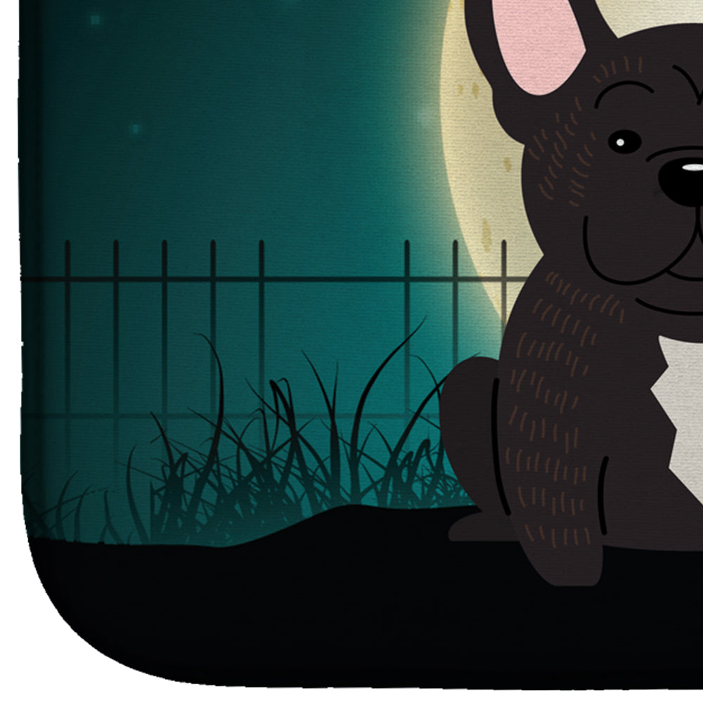 Halloween Scary French Bulldog Brindle Dish Drying Mat Absorbent Dish Drying Mat Pad for Kitchen Counter Dish Drainer Mat for Countertop, 14 x 21", Multicolor