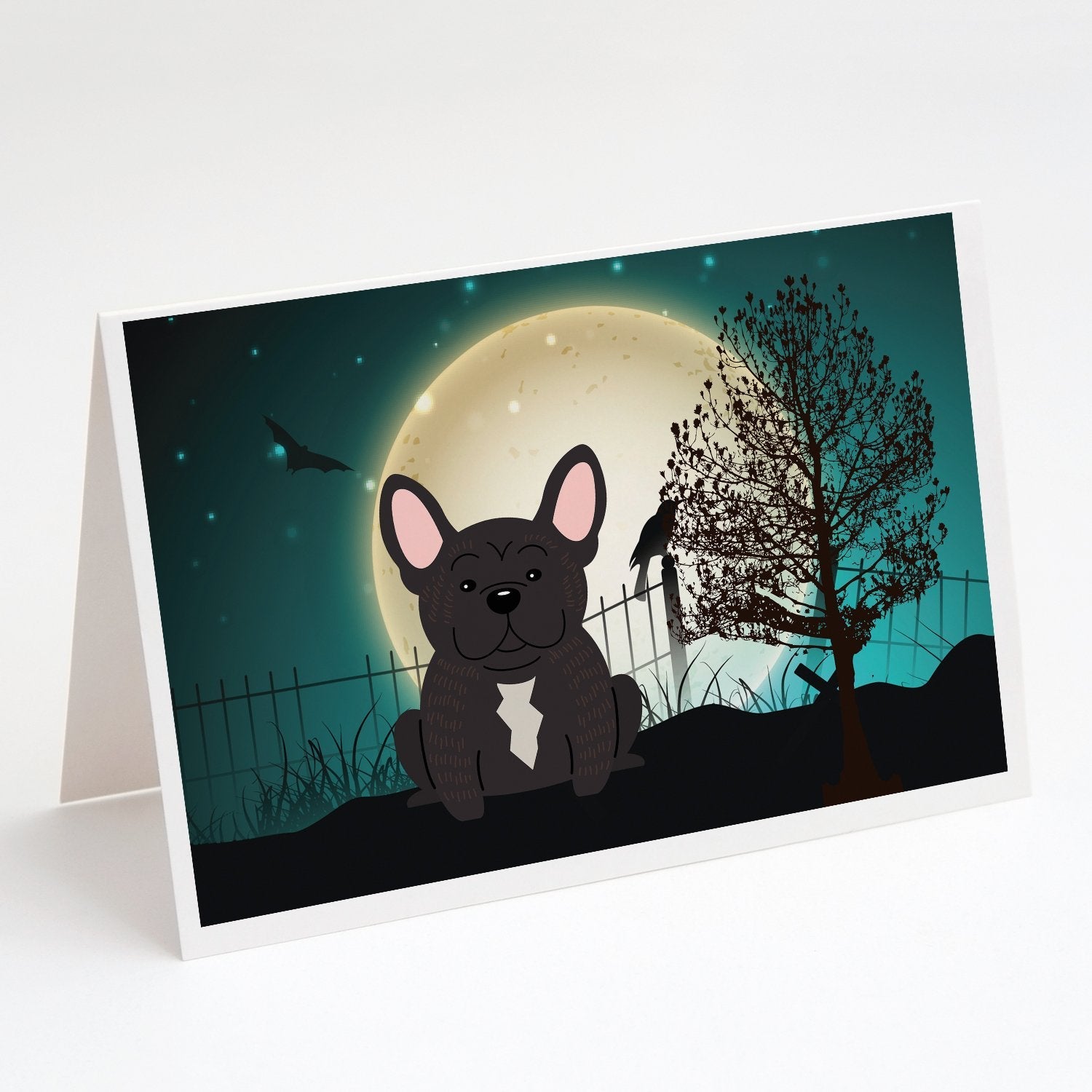 Halloween Scary French Bulldog Brindle Greeting Cards Pack of 8 Blank Cards with Envelopes Whimsical A7 Size 5x7