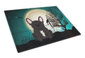 Halloween Scary French Bulldog Brindle Cutting Board Tempered Glass Kitchen Cutting Surface, Heat Resistant Chopping, Non-Slip Feet, Food Prep & Serving