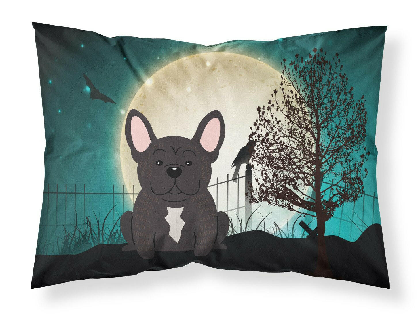 Halloween Scary French Bulldog Brindle Standard Pillowcase Lightweight Super Soft Easy Care Decorative Artwork Pillowcase, Standard