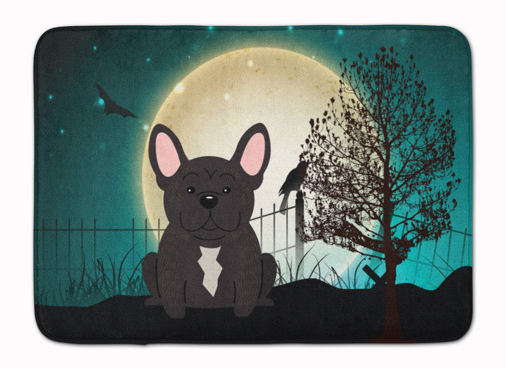 Halloween Scary French Bulldog Brindle Memory Foam Kitchen Mat Machine Washable Anti-Fatigue Cushion Comfort Bath or Kitchen Rug