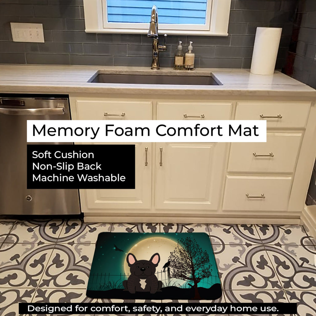 Halloween Scary French Bulldog Brindle Memory Foam Kitchen Mat Machine Washable Anti-Fatigue Cushion Comfort Bath or Kitchen Rug