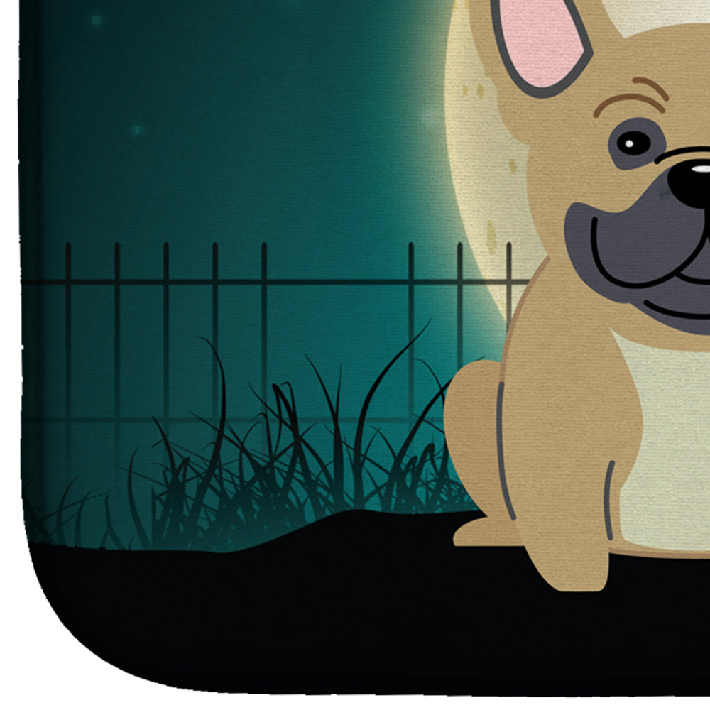 Halloween Scary French Bulldog Cream Dish Drying Mat Absorbent Dish Drying Mat Pad for Kitchen Counter Dish Drainer Mat for Countertop, 14 x 21", Multicolor