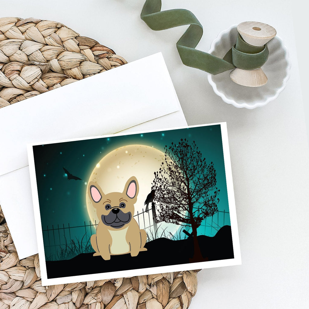 Halloween Scary French Bulldog Cream Greeting Cards Pack of 8 Blank Cards with Envelopes Whimsical A7 Size 5x7