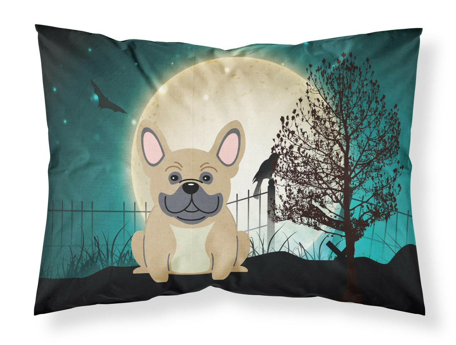 Halloween Scary French Bulldog Cream Standard Pillowcase Lightweight Super Soft Easy Care Decorative Artwork Pillowcase, Standard