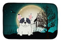 Halloween Scary French Bulldog Piebald Dish Drying Mat Absorbent Dish Drying Mat Pad for Kitchen Counter Dish Drainer Mat for Countertop, 14 x 21", Multicolor