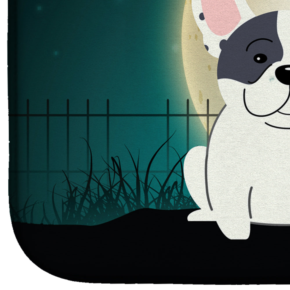 Halloween Scary French Bulldog Piebald Dish Drying Mat Absorbent Dish Drying Mat Pad for Kitchen Counter Dish Drainer Mat for Countertop, 14 x 21", Multicolor