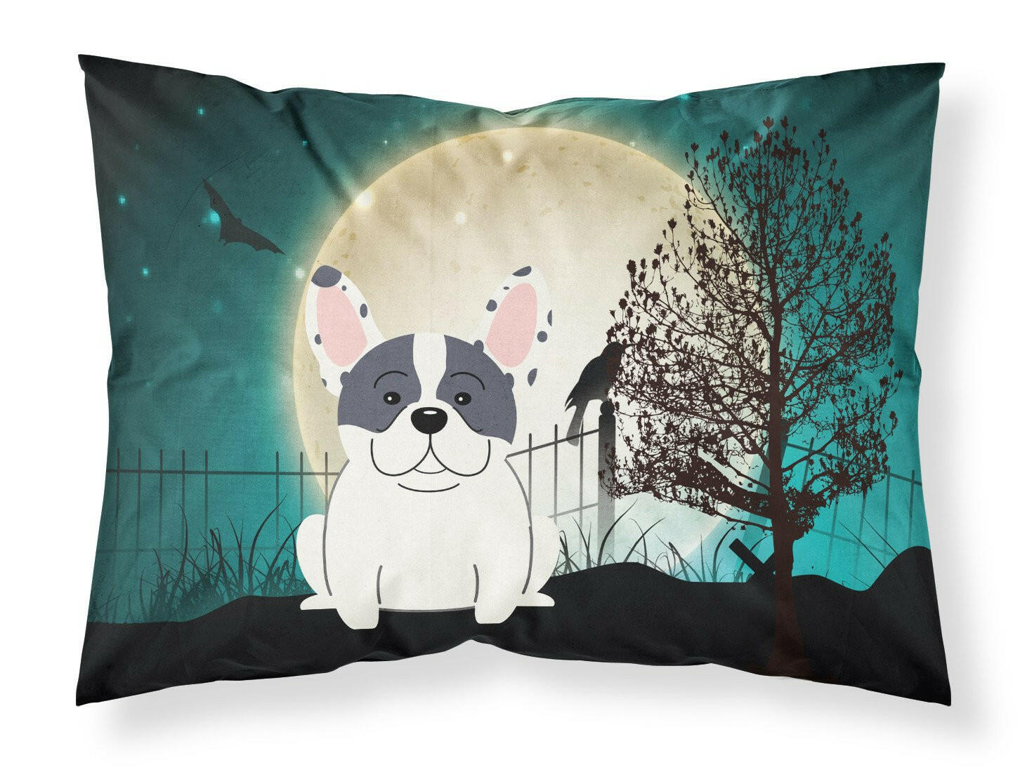 Halloween Scary French Bulldog Piebald Standard Pillowcase Lightweight Super Soft Easy Care Decorative Artwork Pillowcase, Standard