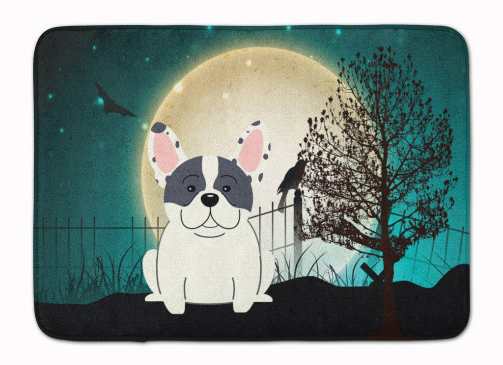 Halloween Scary French Bulldog Piebald Memory Foam Kitchen Mat Machine Washable Anti-Fatigue Cushion Comfort Bath or Kitchen Rug
