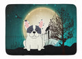 Halloween Scary French Bulldog Piebald Memory Foam Kitchen Mat Machine Washable Anti-Fatigue Cushion Comfort Bath or Kitchen Rug