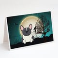 Halloween Scary French Bulldog Black White Greeting Cards Pack of 8 Blank Cards with Envelopes Whimsical A7 Size 5x7