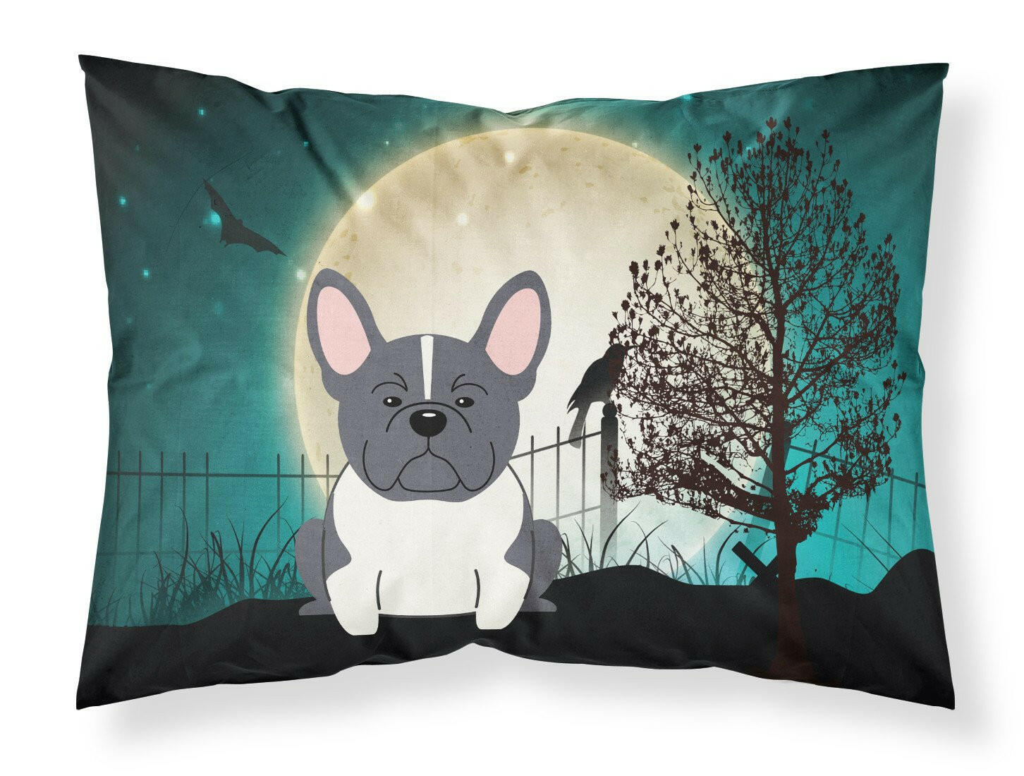 Halloween Scary French Bulldog Black White Standard Pillowcase Lightweight Super Soft Easy Care Decorative Artwork Pillowcase, Standard
