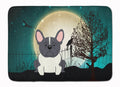 Halloween Scary French Bulldog Black White Memory Foam Kitchen Mat Machine Washable Anti-Fatigue Cushion Comfort Bath or Kitchen Rug