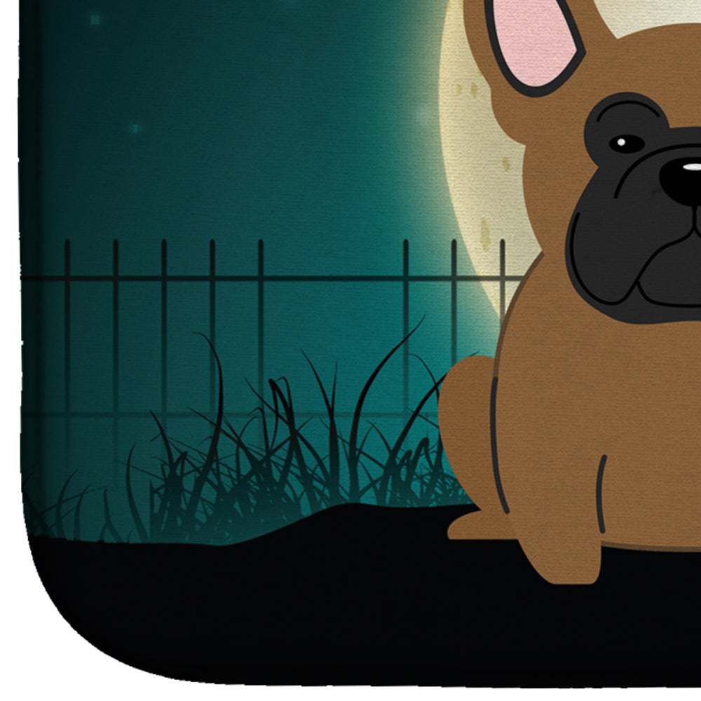 Halloween Scary French Bulldog Brown Dish Drying Mat Absorbent Dish Drying Mat Pad for Kitchen Counter Dish Drainer Mat for Countertop, 14 x 21", Multicolor