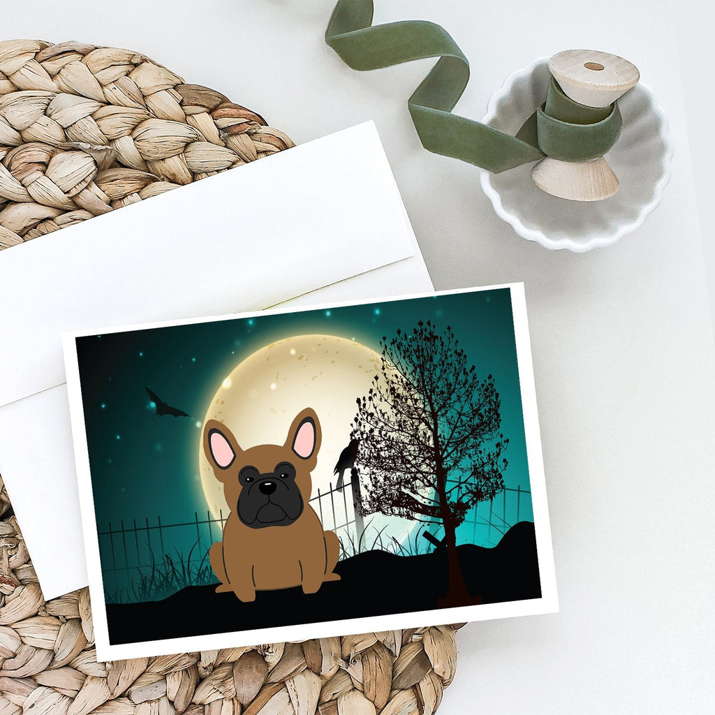 Halloween Scary French Bulldog Brown Greeting Cards Pack of 8 Blank Cards with Envelopes Whimsical A7 Size 5x7
