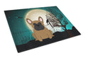 Halloween Scary French Bulldog Brown Cutting Board Tempered Glass Kitchen Cutting Surface, Heat Resistant Chopping, Non-Slip Feet, Food Prep & Serving