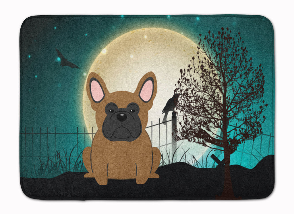 Halloween Scary French Bulldog Brown Memory Foam Kitchen Mat Machine Washable Anti-Fatigue Cushion Comfort Bath or Kitchen Rug