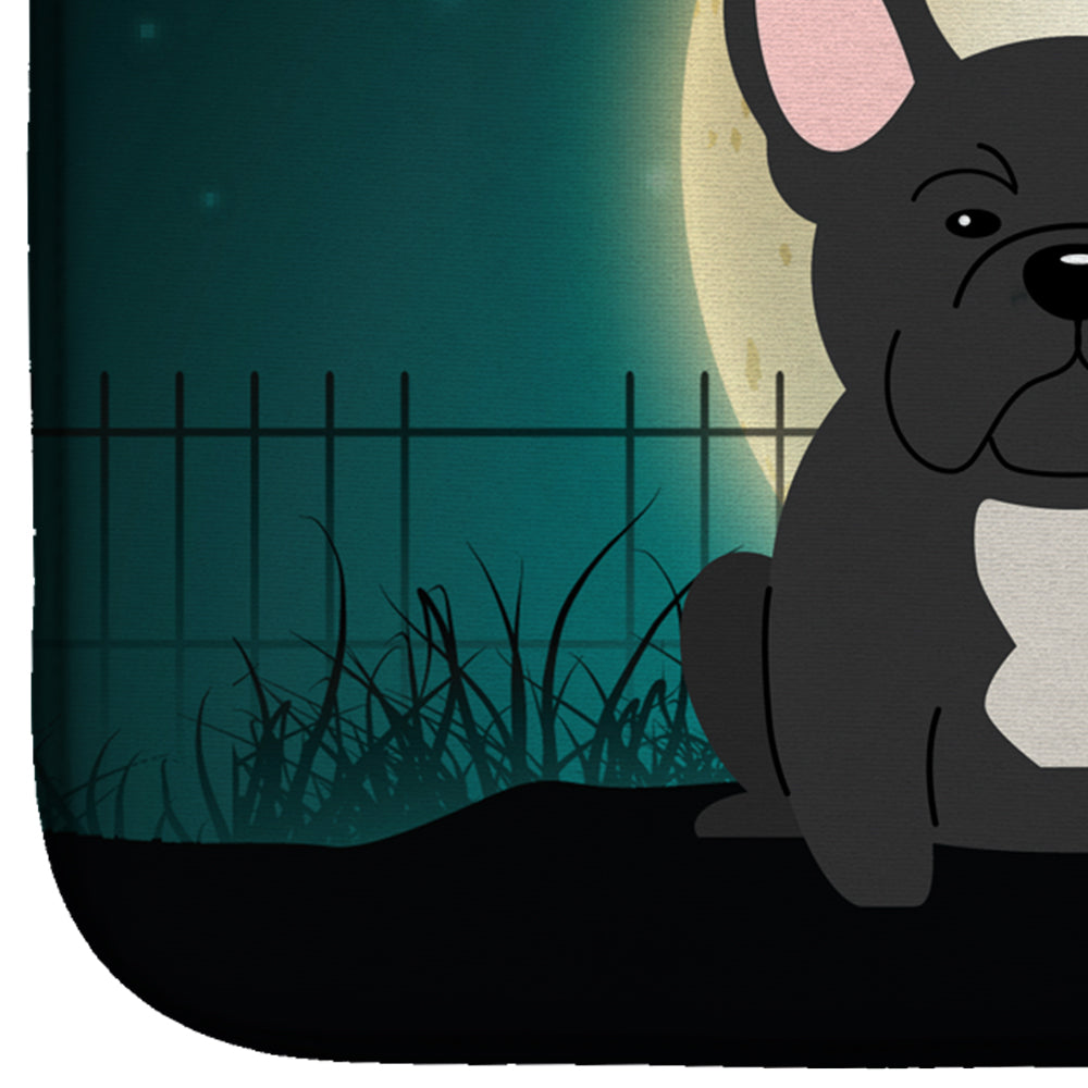 Halloween Scary French Bulldog Black Dish Drying Mat Absorbent Dish Drying Mat Pad for Kitchen Counter Dish Drainer Mat for Countertop, 14 x 21", Multicolor