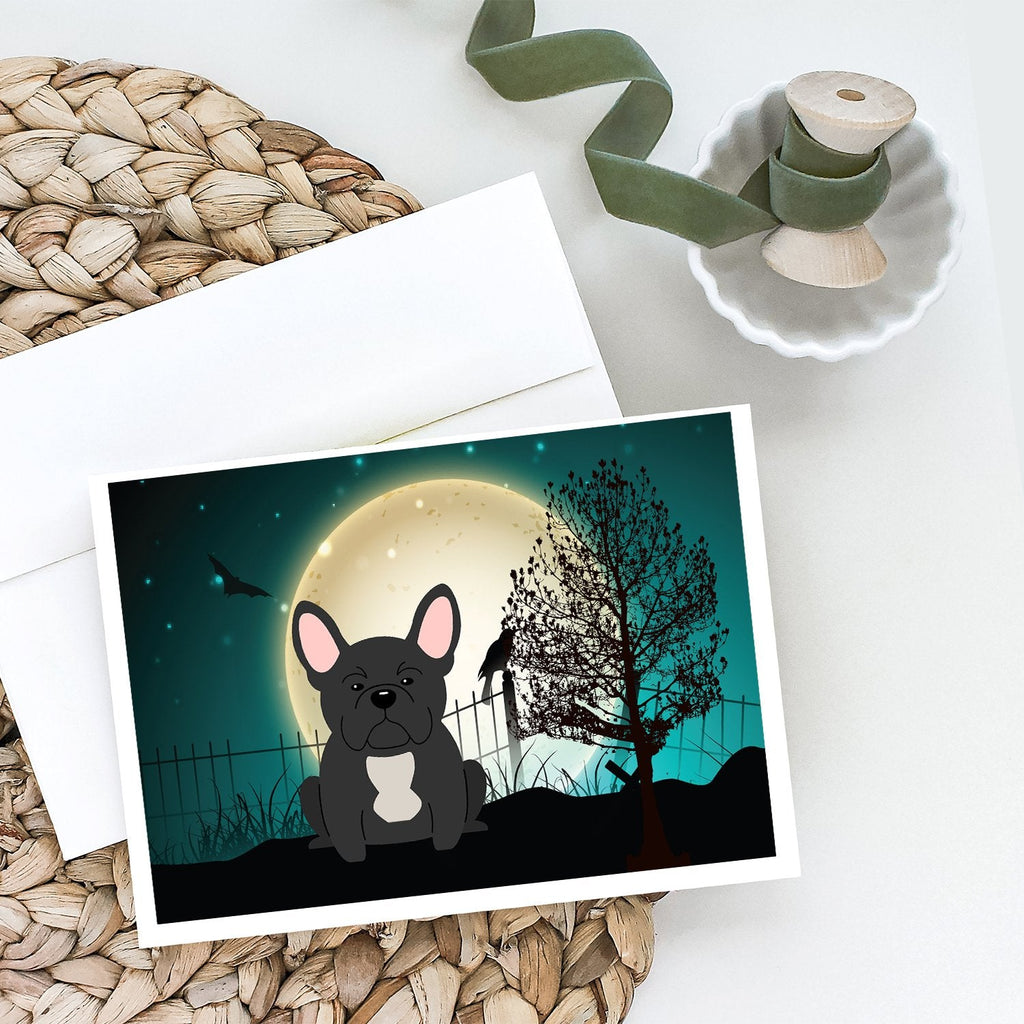 Halloween Scary French Bulldog Black Greeting Cards Pack of 8 Blank Cards with Envelopes Whimsical A7 Size 5x7