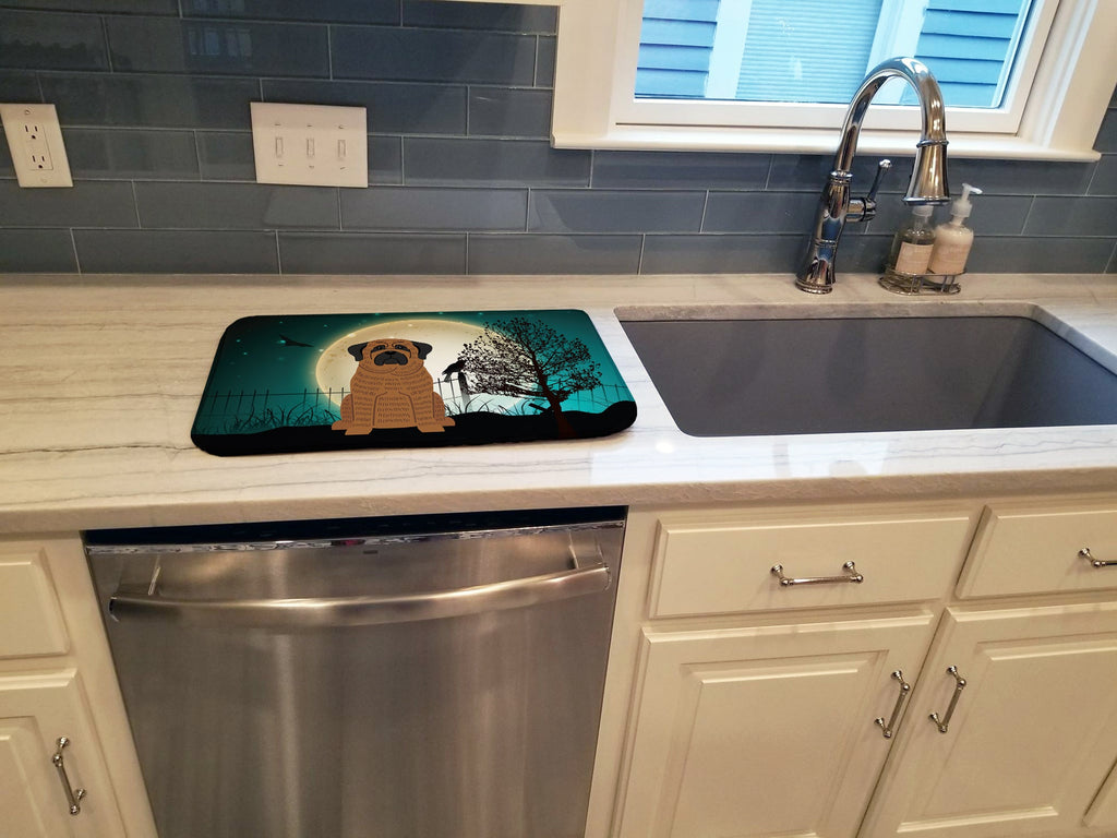Halloween Scary Mastiff Brindle Dish Drying Mat Absorbent Dish Drying Mat Pad for Kitchen Counter Dish Drainer Mat for Countertop, 14 x 21", Multicolor