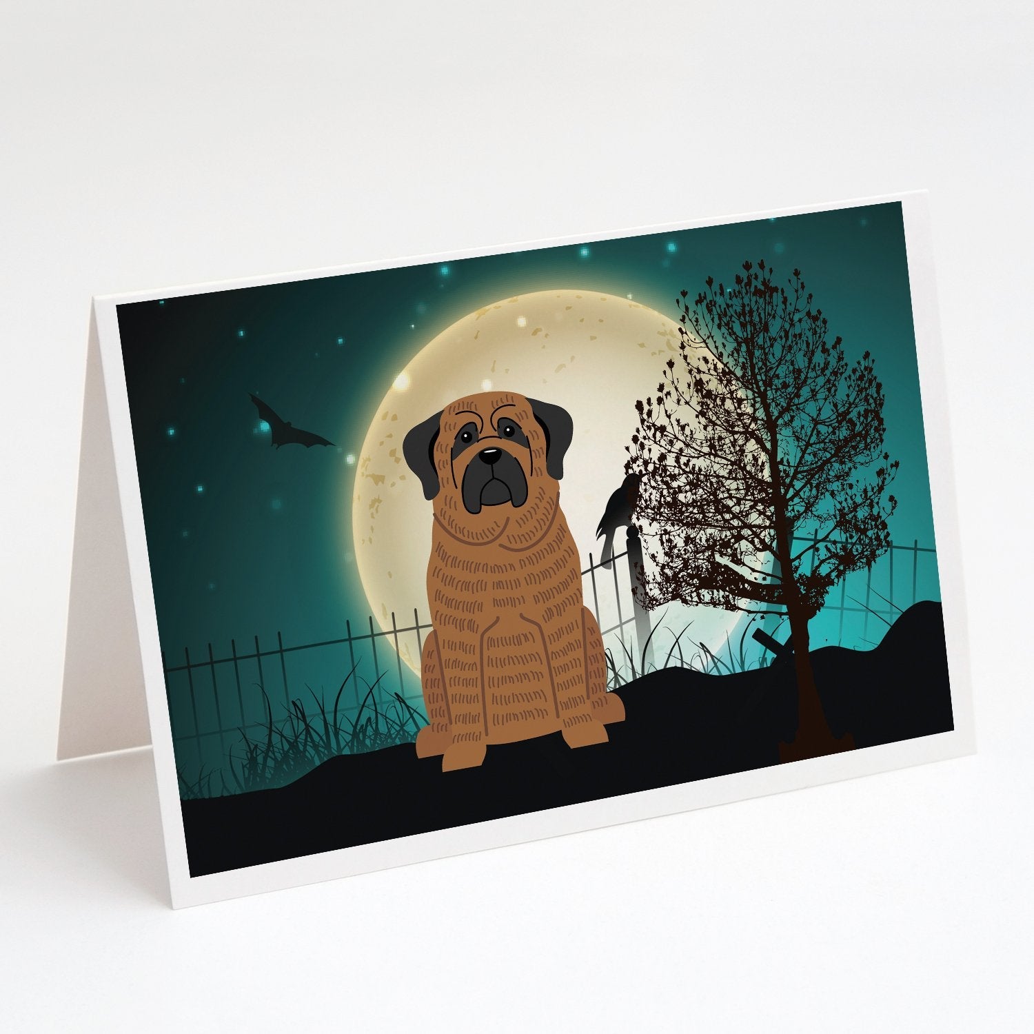 Halloween Scary Mastiff Brindle Greeting Cards Pack of 8 Blank Cards with Envelopes Whimsical A7 Size 5x7