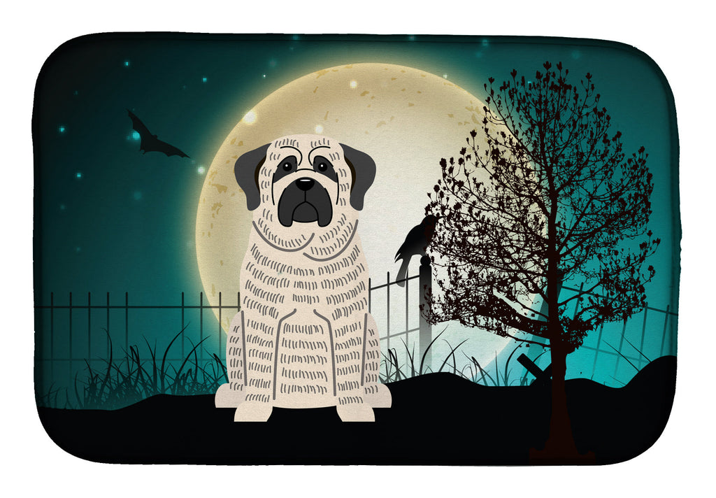 Halloween Scary Mastiff Brindle White Dish Drying Mat Absorbent Dish Drying Mat Pad for Kitchen Counter Dish Drainer Mat for Countertop, 14 x 21", Multicolor