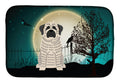 Halloween Scary Mastiff Brindle White Dish Drying Mat Absorbent Dish Drying Mat Pad for Kitchen Counter Dish Drainer Mat for Countertop, 14 x 21", Multicolor