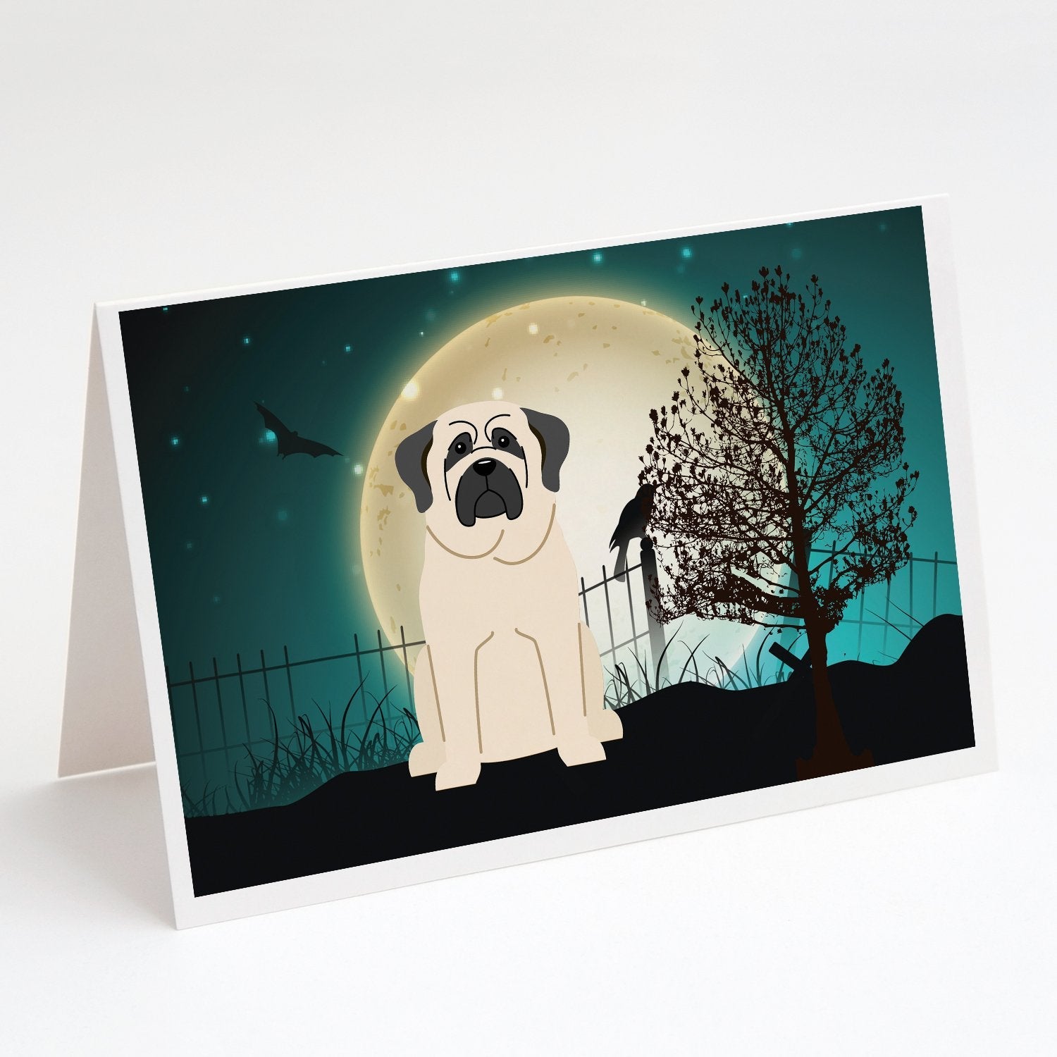 Halloween Scary Mastiff White Greeting Cards Pack of 8 Blank Cards with Envelopes Whimsical A7 Size 5x7