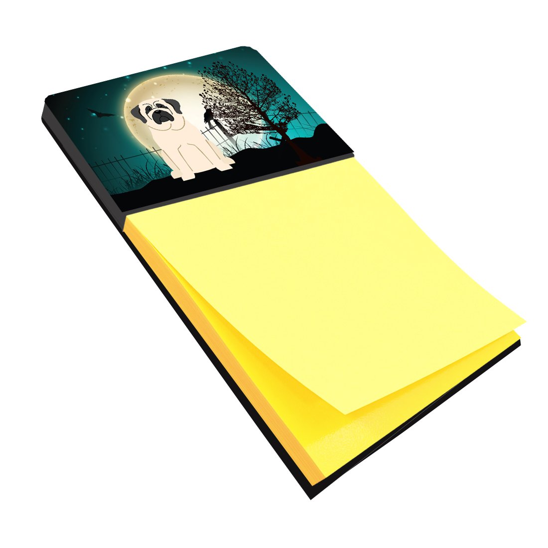 Halloween Scary Mastiff White Watercolor Sticky Note Holder Refillable Dispenser Desk Accessory 3x3 Pad Gift