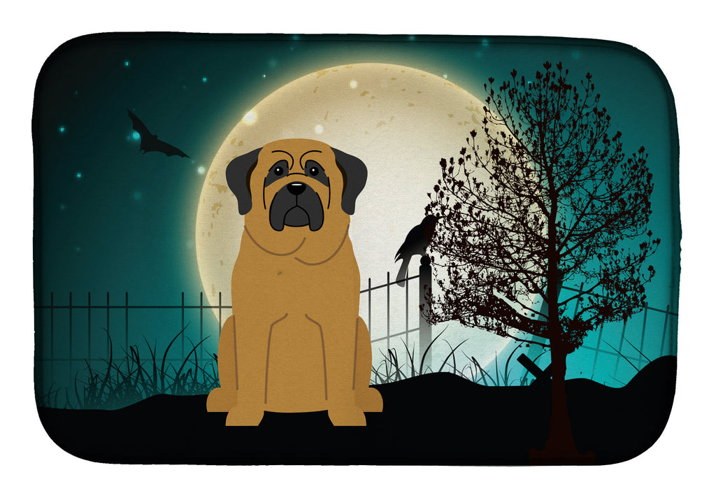 Halloween Scary Mastiff Dish Drying Mat Absorbent Dish Drying Mat Pad for Kitchen Counter Dish Drainer Mat for Countertop, 14 x 21", Multicolor