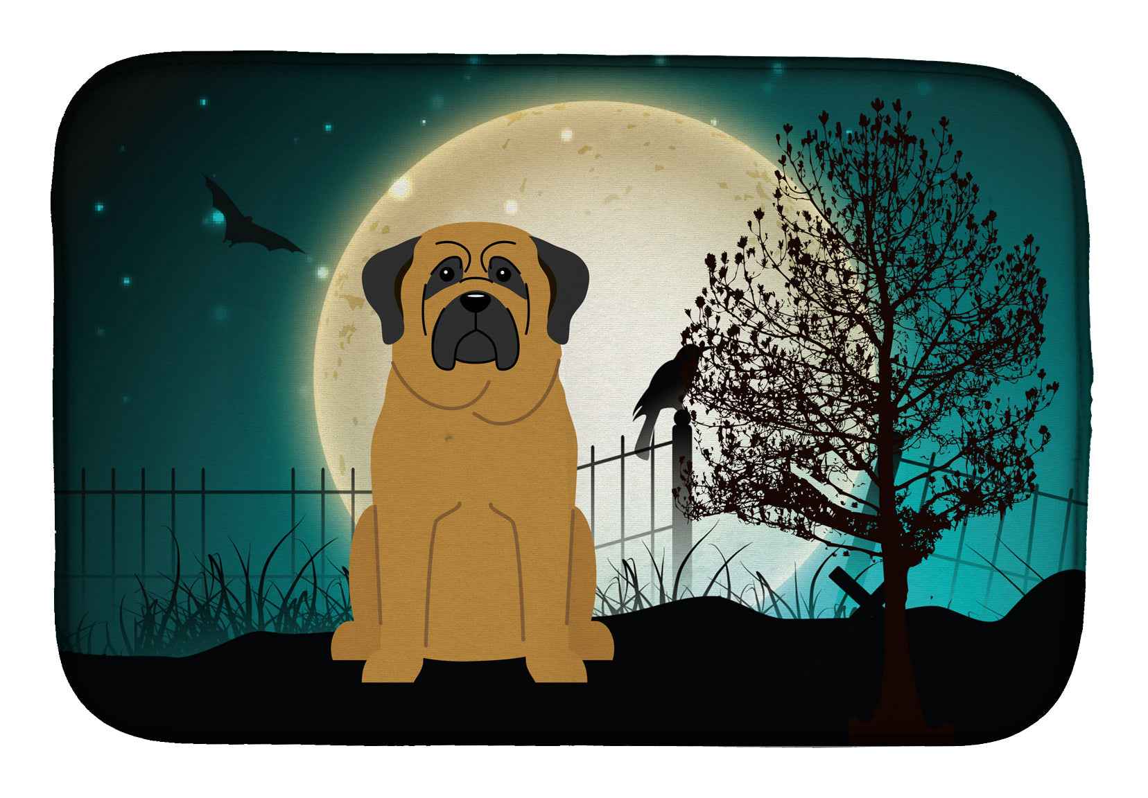 Halloween Scary Mastiff Dish Drying Mat Absorbent Dish Drying Mat Pad for Kitchen Counter Dish Drainer Mat for Countertop, 14 x 21", Multicolor