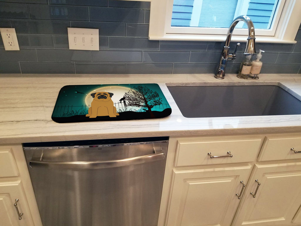 Halloween Scary Mastiff Dish Drying Mat Absorbent Dish Drying Mat Pad for Kitchen Counter Dish Drainer Mat for Countertop, 14 x 21", Multicolor