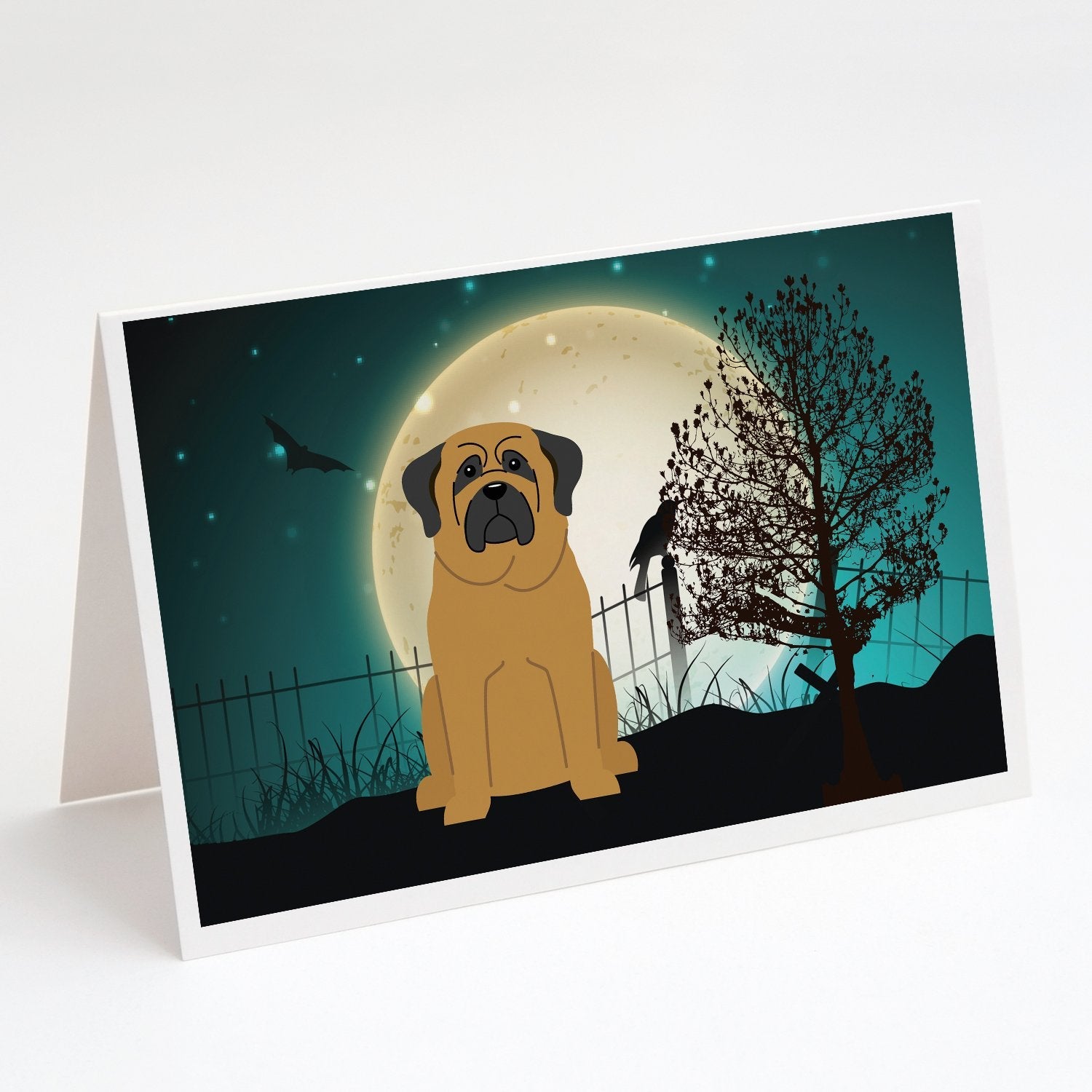 Halloween Scary Mastiff Greeting Cards Pack of 8 Blank Cards with Envelopes Whimsical A7 Size 5x7