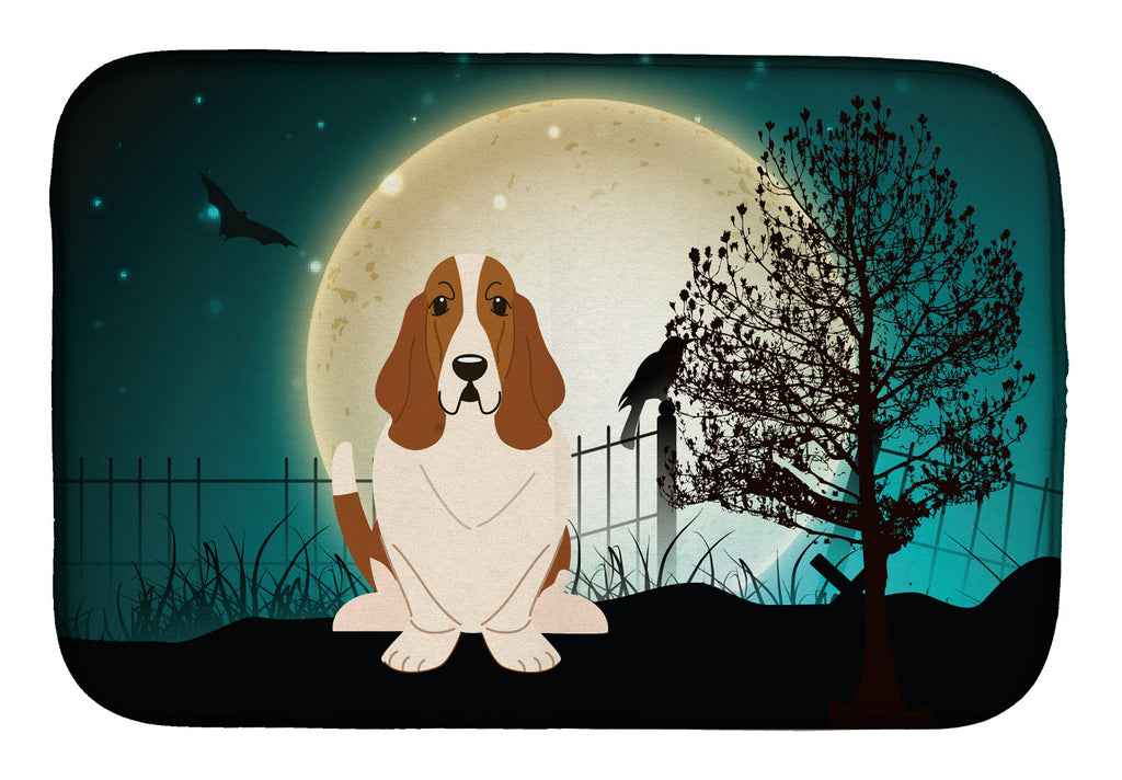 Halloween Scary Basset Hound Dish Drying Mat Absorbent Dish Drying Mat Pad for Kitchen Counter Dish Drainer Mat for Countertop, 14 x 21", Multicolor