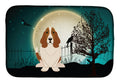 Halloween Scary Basset Hound Dish Drying Mat Absorbent Dish Drying Mat Pad for Kitchen Counter Dish Drainer Mat for Countertop, 14 x 21", Multicolor