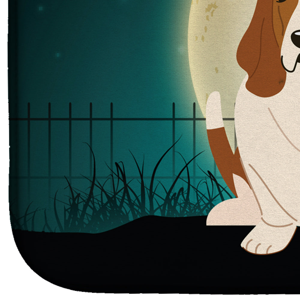 Halloween Scary Basset Hound Dish Drying Mat Absorbent Dish Drying Mat Pad for Kitchen Counter Dish Drainer Mat for Countertop, 14 x 21", Multicolor
