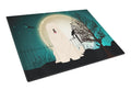 Halloween Scary South Russian Sheepdog Cutting Board Tempered Glass Kitchen Cutting Surface, Heat Resistant Chopping, Non-Slip Feet, Food Prep & Serving