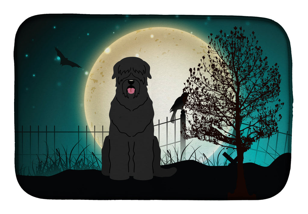 Halloween Scary Black Russian Terrier Dish Drying Mat Absorbent Dish Drying Mat Pad for Kitchen Counter Dish Drainer Mat for Countertop, 14 x 21", Multicolor