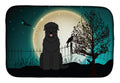 Halloween Scary Black Russian Terrier Dish Drying Mat Absorbent Dish Drying Mat Pad for Kitchen Counter Dish Drainer Mat for Countertop, 14 x 21", Multicolor