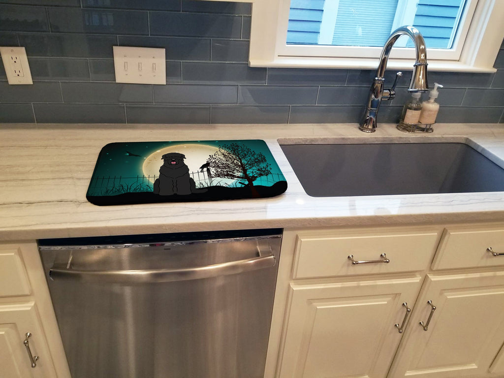 Halloween Scary Black Russian Terrier Dish Drying Mat Absorbent Dish Drying Mat Pad for Kitchen Counter Dish Drainer Mat for Countertop, 14 x 21", Multicolor